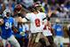 Nov 24, 2013; Detroit, MI, USA; Tampa Bay Buccaneers quarterback Mike Glennon (8) looks to pass during the first quarter against the Detroit Lions at Ford Field. Mandatory Credit: Andrew Weber-USA TODAY Sports