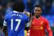 LIVERPOOL, ENGLAND - NOVEMBER 23: Romelu Lukaku of Everton shakes hands with Daniel Sturridge of Liverpool at the end of the Barclays Premier League match between Everton and Liverpool at Goodison Park on November 23, 2013 in Liverpool, England. (Photo by Alex Livesey/Getty Images)