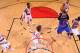 PORTLAND, OR - NOVEMBER 25: Carmelo Anthony #7 of the New York Knicks shoots against the Portland Trail Blazers on November 25, 2013 at the Moda Center Arena in Portland, Oregon. NOTE TO USER: User expressly acknowledges and agrees that, by downloading and or using this photograph, user is consenting to the terms and conditions of the Getty Images License Agreement. Mandatory Copyright Notice: Copyright 2013 NBAE (Photo by Sam Forencich/NBAE via Getty Images)