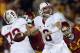 LOS ANGELES, CA - NOVEMBER 16: Quarterback Kevin Hogan #8 of the Stanford Cardinal drops back to pass against the USC Trojans in the first half at Los Angeles Coliseum on November 16, 2013 in Los Angeles, California. (Photo by Jeff Gross/Getty Images)