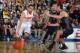 Nov 26, 2013; Lahaina, HI, USA; Syracuse Orangemen guard Tyler Ennis (11) drives to the basket against California Golden Bears forward Ricky Kreklow (24) during the second round of the EA Sports Maui Invitational at Lahaina Civic Center. Syracuse defeats California 92-81. Mandatory Credit: Brian Spurlock-USA TODAY Sports