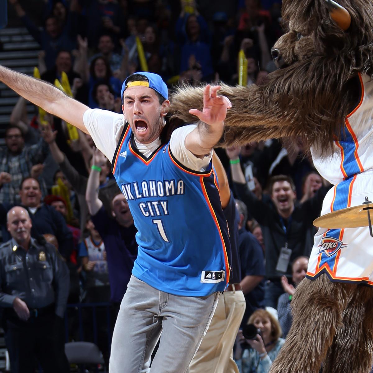 Oklahoma City Thunder mascot Rumble the Bison hands out gifts to fans  News Photo - Getty Images