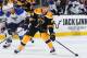 BOSTON, MA - NOVEMBER 21: Reilly Smith #18 of the Boston Bruins skates with the puck against the St. Louis Blues at the TD Garden on November 21, 2013 in Boston, Massachusetts. (Photo by Steve Babineau/NHLI via Getty Images)