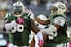 EAST RUTHERFORD, NJ - OCTOBER 13: Defensive end Muhammad Wilkerson #96 of the New York Jets celebrates with teammate Antonio Allen #39 after Wilkerson's sack of quarterback Ben Roethlisberger #7 of the Pittsburgh Steelers in the fourth quarter during a game at MetLife Stadium on October 13, 2013 in East Rutherford, New Jersey. The Steelers defeated the Jets 19-6. (Photo by Rich Schultz /Getty Images)