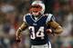 FOXBORO, MA - JANUARY 13: Shane Vereen #34 of the New England Patriots reacts after a ruin in the first quarter against the Houston Texans during the 2013 AFC Divisional Playoffs game at Gillette Stadium on January 13, 2013 in Foxboro, Massachusetts. (Photo by Elsa/Getty Images)