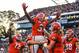 Nov 30, 2013; Atlanta, GA, USA; Georgia Bulldogs running back Todd Gurley (3) celebrates a touchdown in the first half against the Georgia Tech Yellow Jackets at Bobby Dodd Stadium. Mandatory Credit: Daniel Shirey-USA TODAY Sports