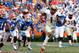 GAINESVILLE, FL - NOVEMBER 30: Kelvin Benjamin #1 of the Florida State Seminoles runs for yardage during the game against the Florida Gators on November 30, 2013 in Gainesville, Florida. (Photo by Sam Greenwood/Getty Images)