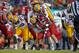 LSU gang tackles Arkansas freshman running back Alex Collins.