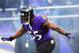 BALTIMORE, MD - NOVEMBER 24: Outside linebacker Terrell Suggs #55 of the Baltimore Ravens takes the field before the start of the Ravens and New York Jets game at M&T Bank Stadium on November 24, 2013 in Baltimore, Maryland. (Photo by Rob Carr/Getty Images)