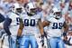 NASHVILLE, TN - SEPTEMBER 25: Derrick Morgan #90, Jurrell Casey #99 and Shaun Smith #93 of the Tennessee Titans defense wait for the offense of the Denver Broncos at LP Field on September 25, 2011 in Nashville, Tennessee. The Titans defeated the Broncos 17 - 14. (Photo by Wesley Hitt/Getty Images)