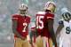 Dec 1, 2013; San Francisco, CA, USA; San Francisco 49ers quarterback Colin Kaepernick (7) walks to the line of scrimmage after completing a pass against the St. Louis Rams in the first quarter at Candlestick Park. Mandatory Credit: Cary Edmondson-USA TODAY Sports