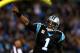 CHARLOTTE, NC - NOVEMBER 18: Cam Newton #1 of the Carolina Panthers reacts after throwing for a touchdown against the New England Patriots during their game at Bank of America Stadium on November 18, 2013 in Charlotte, North Carolina. (Photo by Streeter Lecka/Getty Images)