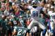 PHILADELPHIA, PA - OCTOBER 14: Wide receiver Calvin Johnson #81 of the Detroit Lions reacts after making a first down catch as Nnamdi Asomugha #24 of the Philadelphia Eagles defends during the first half in a game at Lincoln Financial Field on October 14, 2012 in Philadelphia, Pennsylvania. The Lions defeated the Eagles 26-23 in overtime. (Photo by Rich Schultz /Getty Images)