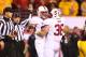 Dec 7, 2013; Tempe, AZ, USA; Stanford Cardinal running back Tyler Gaffney (left) is congratulated by teammate Lee Ward after scoring a touchdown against the Arizona State Sun Devils at Sun Devil Stadium. Mandatory Credit: Mark J. Rebilas-USA TODAY Sports