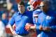 GAINESVILLE, FL - NOVEMBER 23: Head coach Will Muschamp of the Florida Gators watches his team warm up before their game against the Georgia Southern Eagles on November 23, 2013 at Ben Hill Griffin Stadium in Gainesville, Florida. Georgia Southern defeated Florida 26-20. (Photo by Michael Chang/Getty Images)