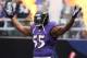 BALTIMORE, MD - SEPTEMBER 22: Outside linebacker Terrell Suggs #55 of the Baltimore Ravens is introduced before the start of the Ravens and Houston Texans game at M&T Bank Stadium on September 22, 2013 in Baltimore, Maryland. (Photo by Rob Carr/Getty Images)