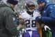 BALTIMORE, MD - DECEMBER 08: Running back Adrian Peterson #28 of the Minnesota Vikings is taken off the field after being injured during the second quarter of the game against the Baltimore Ravens at M&T Bank Stadium on December 8, 2013 in Baltimore, Maryland. (Photo by Larry French/Getty Images)