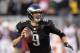 Dec 1, 2013; Philadelphia, PA, USA; Philadelphia Eagles quarterback Nick Foles (9) scrambles during the fourth quarter against the Arizona Cardinals at Lincoln Financial Field. The Eagles defeated the Cardinals 24-21. Mandatory Credit: Howard Smith-USA TODAY Sports