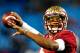 CHARLOTTE, NC - DECEMBER 07: Quarterback Jameis Winston #5 of the Florida State Seminoles warms up before the ACC Championship game against the Duke Blue Devils at Bank of America Stadium on December 7, 2013 in Charlotte, North Carolina. (Photo by Grant Halverson/Getty Images)