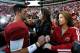 TUSCALOOSA, AL - OCTOBER 26: AJ McCarron #10 of the Alabama Crimson Tide celebrates their 45-10 win over the Tennessee Volunteers with mom Dee Dee Bonner and girlfriend Katherine Webb at Bryant-Denny Stadium on October 26, 2013 in Tuscaloosa, Alabama. (Photo by Kevin C. Cox/Getty Images)
