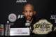 December 14, 2013; Sacramento, CA, USA; Demetrious Johnson addresses the media during the press conference after UFC on FOX 9 at Sleep Train Arena. Mandatory Credit: Kyle Terada-USA TODAY Sports