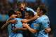 MANCHESTER, ENGLAND - DECEMBER 14: Fernandinho of Manchester City celebrates scoring their fifth goal during the Barclays Premier League match between Manchester City and Arsenal at Etihad Stadium on December 14, 2013 in Manchester, England. (Photo by Richard Heathcote/Getty Images)