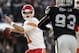 Dec 15, 2013; Oakland, CA, USA; Kansas City Chiefs quarterback Alex Smith (11) prepares to throw a pass against the Oakland Raiders in the second quarter at O.co Coliseum. Mandatory Credit: Cary Edmondson-USA TODAY Sports