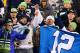 EAST RUTHERFORD, NJ - DECEMBER 15: Seattle Seahawks fans cheer on their team in the fourth quarter against the New York Giants at MetLife Stadium on December 15, 2013 in East Rutherford, New Jersey.The Seattle Seahawks defeated the New York Giants 23-0. (Photo by Elsa/Getty Images)