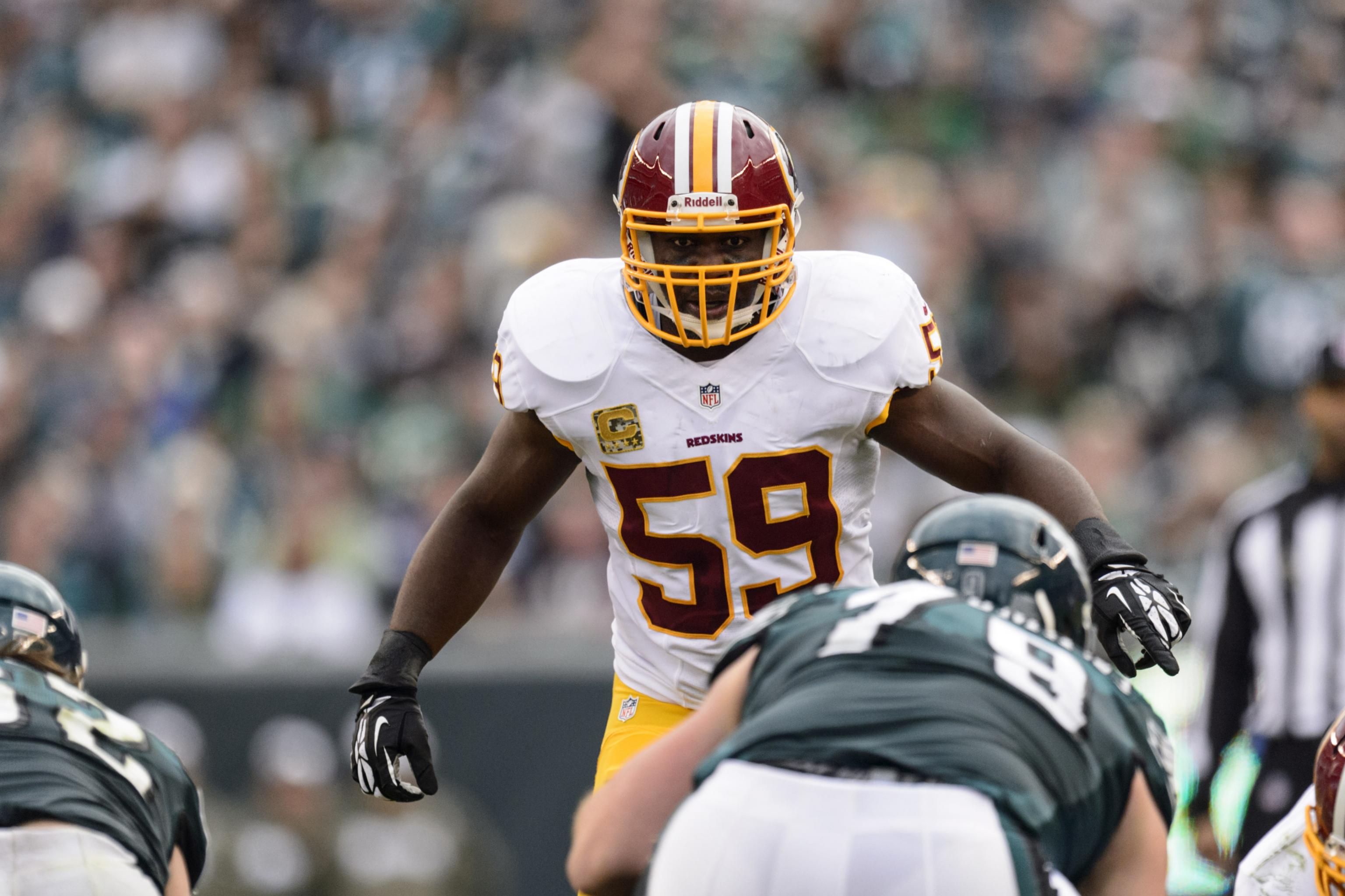 Washington Redskins LB London Fletcher wearing custom Ironman