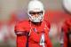 FRESNO, CA - NOVEMBER 23: Quarterback Derek Carr #4 of the Fresno State Bulldogs looks on during pre-game warm ups prior to the start of his game against New Mexico Lobos at Bulldog Stadium on November 23, 2013 in Fresno, California. (Photo by Thearon W. Henderson/Getty Images)