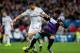 MADRID, SPAIN - NOVEMBER 30: Xabi Alonso (L) of Real Madrid CF competes for the ball with Javier Guerra (R) of Real Valladolid CF during the La Liga match between Real Madrid CF and Real Valladolid CF at Estadio Santiago Bernabeu on November 30, 2013 in Madrid, Spain. (Photo by Gonzalo Arroyo Moreno/Getty Images)
