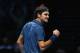 LONDON, ENGLAND - NOVEMBER 09: Roger Federer of Switzerland celebrates winning the second set during his men's singles match against Juan Martin Del Potro of Argentina during day six of the Barclays ATP World Tour Finals at O2 Arena on November 9, 2013 in London, England. (Photo by Clive Brunskill/Getty Images)