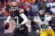 CLEVELAND, OH - NOVEMBER 24: Quarterback Jason Campbell #17 of the Cleveland Browns runs as he is pressured by linebacker Jason Worilds #93 of the Pittsburgh Steelers at FirstEnergy Stadium on November 24, 2013 in Cleveland, Ohio. (Photo by Matt Sullivan/Getty Images)