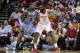Dec 26, 2013; Houston, TX, USA; Houston Rockets shooting guard James Harden (13) controls the ball during the fourth quarter as Memphis Grizzlies power forward James Johnson (3) defends at Toyota Center. Mandatory Credit: Troy Taormina-USA TODAY Sports