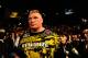 Dec 30, 2011; Las Vegas, NV, USA; UFC fighter Brock Lesnar leaves the octagon after being defeated by Alistair Overeem during a heavyweight bout at UFC 141 at the MGM Grand Garden event center. Lesnar retired following the loss. Mandatory Credit: Mark J. Rebilas-USA TODAY Sports