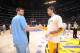 LOS ANGELES, CA - APRIL 5: Brothers Marc Gasol #33 of the Memphis Grizzlies and Pau Gasol #16 of the Los Angeles Lakers greet each other before their game at Staples Center on April 5, 2013 in Los Angeles, California. NOTE TO USER: User expressly acknowledges and agrees that, by downloading and/or using this Photograph, user is consenting to the terms and conditions of the Getty Images License Agreement. Mandatory Copyright Notice: Copyright 2013 NBAE (Photo by Andrew D. Bernstein/NBAE via Getty Images)