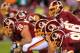 Aug 19, 2013; Landover, MD, USA; Washington Redskins offensive players line up against the Pittsburgh Steelers at FedEx Field. Mandatory Credit: Geoff Burke-USA TODAY Sports