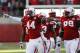 Nov 16, 2013; Lincoln, NE, USA; Nebraska Cornhuskers defender Randy Gregory (44) celebrates after a quarterback sack against the Michigan State Spartans in the second quarter at Memorial Stadium. Mandatory Credit: Bruce Thorson-USA TODAY Sports