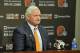 Jan 11, 2013; Berea, OH, USA; Cleveland Browns owner Jimmy Haslam III during a press conference at the team's training facility. Mandatory Credit: David Richard-USA TODAY Sports