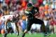 Dec 31, 2013; El Paso, TX, USA; UCLA Bruins quarterback Brett Hundley (17) runs the ball during the first quarter against the Virginia Tech Hokies in the 2013 Sun Bowl at Sun Bowl Stadium. Mandatory Credit: Andrew Weber-USA TODAY Sports