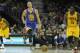 Dec 29, 2013; Cleveland, OH, USA; Golden State Warriors point guard Stephen Curry (30) dribbles the ball against the Cleveland Cavaliers in the third quarter at Quicken Loans Arena. Mandatory Credit: David Richard-USA TODAY Sports