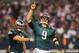 ARLINGTON, TX - DECEMBER 29: Nick Foles #9 of the Philadelphia Eagles celebrates a second quarter touchdown against the Dallas Cowboys at Cowboys Stadium on December 29, 2013 in Arlington, Texas. (Photo by Ronald Martinez/Getty Images)