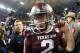 Dec 31, 2013; Atlanta, GA, USA; Texas A&M Aggies quarterback Johnny Manziel (2) celebrates defeating the Duke Blue Devils during the 2013 Chick-fil-A Bowl at the Georgia Dome. Texas A&M won 52-48. Mandatory Credit: Paul Abell-USA TODAY Sports