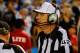 October 15, 2012; San Diego, CA, USA; NFL referee Jeff Triplette reviews a play during the San Diego Chargers game against the Denver Broncos at Qualcomm Stadium. The Broncos won 35-24. Mandatory Credit: Christopher Hanewinckel-USA TODAY Sports