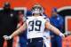 CINCINNATI, OH - JANUARY 05: Danny Woodhead #39 of the San Diego Chargers celebrates a first half touchdown during the AFC Wild Card playoff game against the Cincinnati Bengals at Paul Brown Stadium on January 5, 2014 in Cincinnati, Ohio. The Chargers defeated the Bengals 27-10. (Photo by John Grieshop/Getty Images)