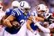 INDIANAPOLIS, IN - JANUARY 04: Running back Donald Brown #31 of the Indianapolis Colts carries the ball against the Kansas City Chiefs during a Wild Card Playoff game at Lucas Oil Stadium on January 4, 2014 in Indianapolis, Indiana. (Photo by Andy Lyons/Getty Images)