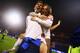 ZAGREB, CROATIA - NOVEMBER 19: Mario Mandzukic of Croatia celebrates with team mate Luka Modric (top) after the FIFA 2014 World Cup Qualifier play-off second leg match between Croatia and Iceland at Maksimir Stadium on November 19, 2013 in Zagreb, Croatia. (Photo by Alex Grimm/Getty Images)