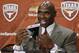 AUSTIN, TX - JANUARY 6: The University of Texas Longhorns new head football coach Charlie Strong from Louisvillespeaks after being introduced during a press conference January 6, 2014 at Darrell K. Royal-Texas Memorial Stadium in Austin, Texas. (Photo by Erich Schlegel/Getty Images)