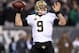 Jan 4, 2014; Philadelphia, PA, USA; New Orleans Saints quarterback Drew Brees (9) throws a pass against the Philadelphia Eagles during the second half of the 2013 NFC wild card playoff football game at Lincoln Financial Field. Mandatory Credit: Joe Camporeale-USA TODAY Sports