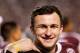 COLLEGE STATION, TX - NOVEMBER 09: Johnny Manziel #2 of the Texas A&M Aggies waits near the bench late in the fourth quarter during the game against the Mississippi State Bulldogs at Kyle Field on November 9, 2013 in College Station, Texas. (Photo by Scott Halleran/Getty Images)